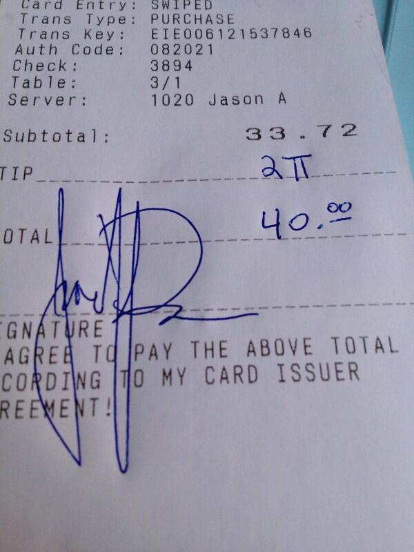 NBMathZ's tweet image. Next time you leave a tip at a restaurant, consider making your waiter/waitress think... #MathForThought