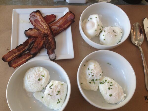 alphaphil's tweet image. @Kitchen324 6 poached &amp;amp; bacon. Perfectly paleo. Well served, Brynn. #paleo