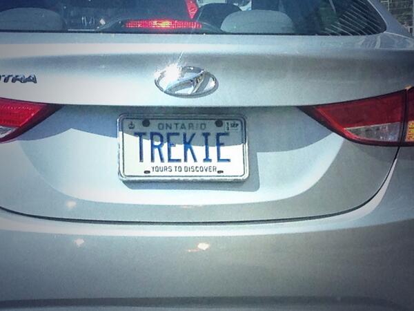If all the costumes haven't given away that it is #fanexpo in #Toronto the license plates will #StarTrek