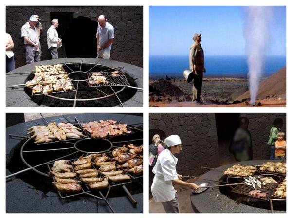 FAWAZALAJI's tweet photo. مطعم ايلديابلو في لانزاروتي الإسبانية يطهو مأكولاته على مدار العام على بركان نشط يتصاعد منه حرارة عبر حفرة  في الأرض! http://t.co/ogcgkMLgcM