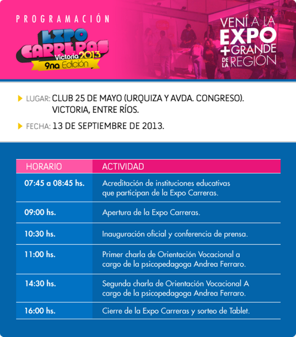 ExpoCarrerasVic's tweet photo. Programa de la Expo Carreras Victoria http://t.co/iN3OccQiKO