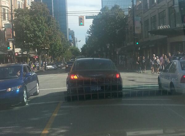 bdosurrey's tweet photo. Car trying to turn in the wrong direction onto a one way street.  @BDofVancouver @RichmondDrivers http://t.co/9O7juoGO4X