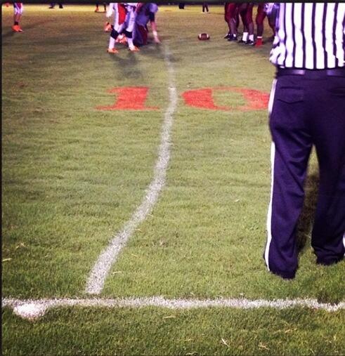 CrowderJason's tweet photo. Actual yard line at an MHSAA football game this past Friday night. http://t.co/nfnH6V2nAZ
