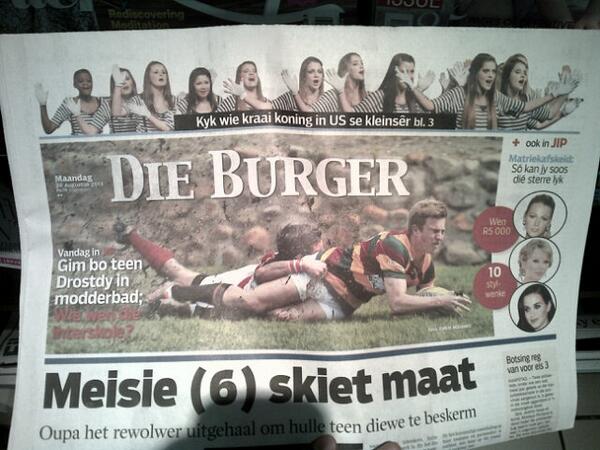 <a href="/Heemstede_Khuis/">Most kicks</a>'s Ser yet again on Die Burger ☺♥! #servolusie #servanalleserre #FrontPage #AAAAAHH!!