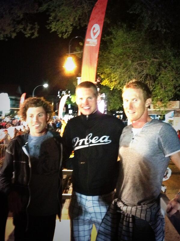 2nd @ScottDeFilippis 1st Jeff and 3rd <a href="/jamiewhyte1/">Jamie Whyte</a> at the post-race party! @Challenge_Pen <a href="/Challenge_Famil/">Challenge Family</a>