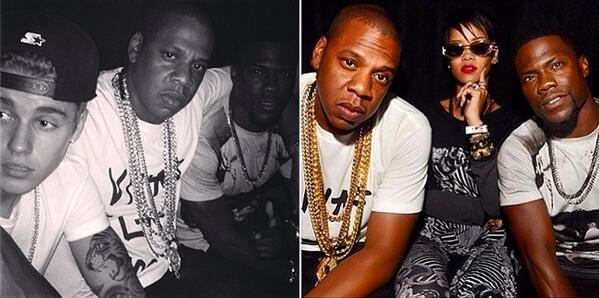 Badoksi's tweet photo. @rihanna and @justinbieber hang out with Jay Z @S_C_ and comedian @KevinHart4real http://t.co/zQZKJ8WEL6