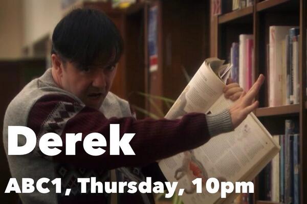 Australia! Don't miss the next episode of #Derek this Thurs at 10pm on ABC1 as Derek and the gang visit the library.