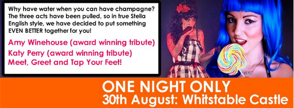 EnglishEventsCo's tweet image. It just gets better and better!! #WhitstableCastle #30thAugust Buy Tickets now! bit.ly/16e6Nvi