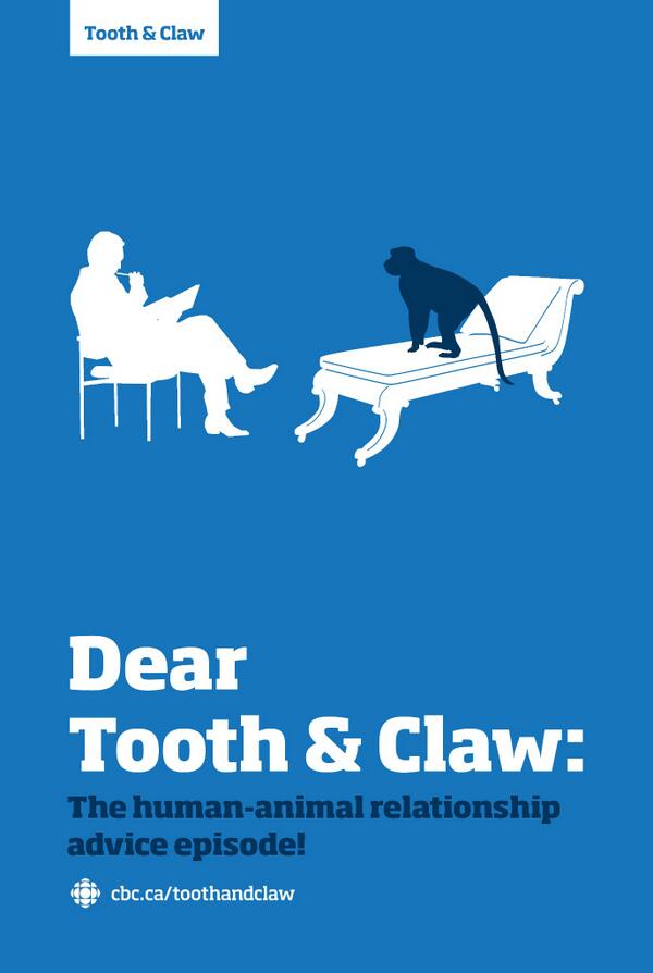 CBCToothandClaw's tweet photo. Your human-animal relationship questions answered on tomorrow's Tooth &amp; Claw by @susanorlean and @herzoghal! http://t.co/lGvz6DWC7F