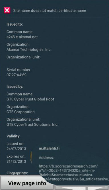 mikk0j's tweet image. .@iltalehti_fi ...whats going on? #invalid #commonname #cert @CERTFI