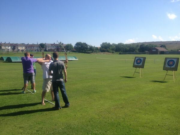 LoftusCAC's tweet photo. Club cricket captain trying his hand at archery. http://t.co/2bTSx033rk