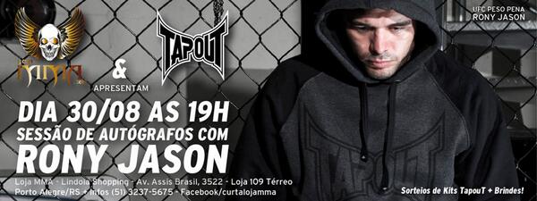 tapoutbrasil's tweet photo. Dias 30/31 de agosto tem @RonyJasonMMA no R.S. #minhalutaimporta #tapout #tapoutbrasil http://t.co/DDjwBB49q3
