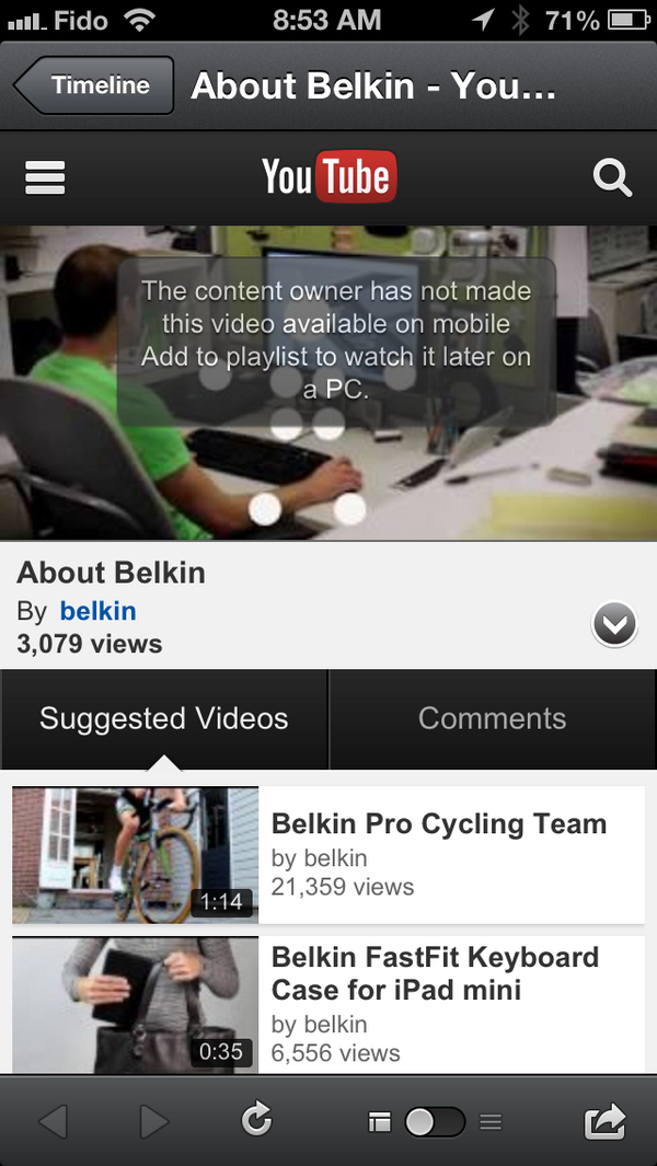 markniziol's tweet photo. @BelkinCares Can’t view on iPhone. See pic. http://t.co/5pBUOcjzxM
