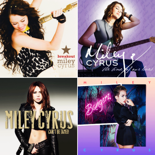 mileycyrusupd's tweet photo. Evolution of Miley's albumssss http://t.co/aiIjsp8PIe