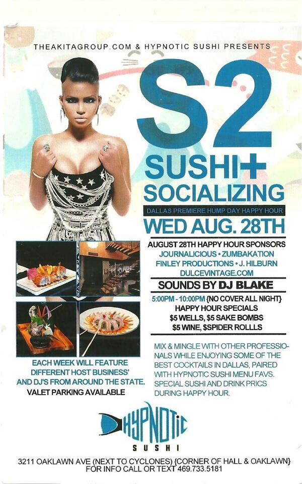 VT_SATURDAYS's tweet photo. This WED/28 The Akita Group x Hypnotic Present S2 #SushiSocializing H/H 5/-10pm FREE $5 SPECIALS SOUNDS BY DJ BLAKE http://t.co/qPuLKyn8Yb