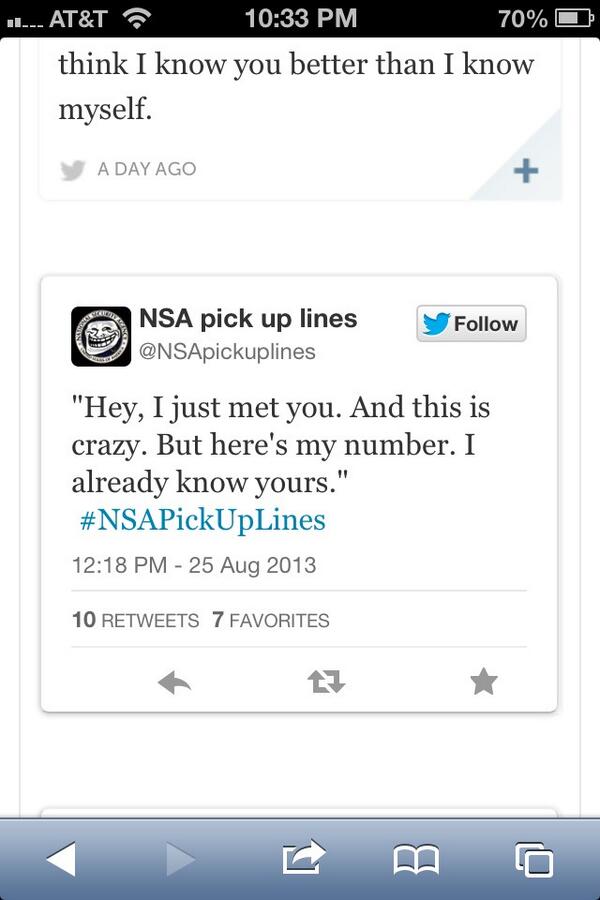 NSApickuplines's tweet photo. Yet ANOTHER news station! http://t.co/QUIhUDBfGw