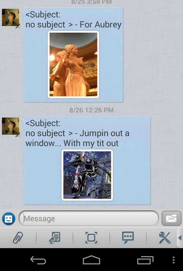 stoopidmejican's tweet image. @AubreyODay I blame you for my boyfriend sending me pix of girls with their tit out. #SecondCall