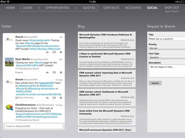 atworkCRM's tweet image. Questions or require support for #MSDynCRM #CRMOnline? Use the #atworkcrm #SFA #App :  tinyurl.com/ms44aza.