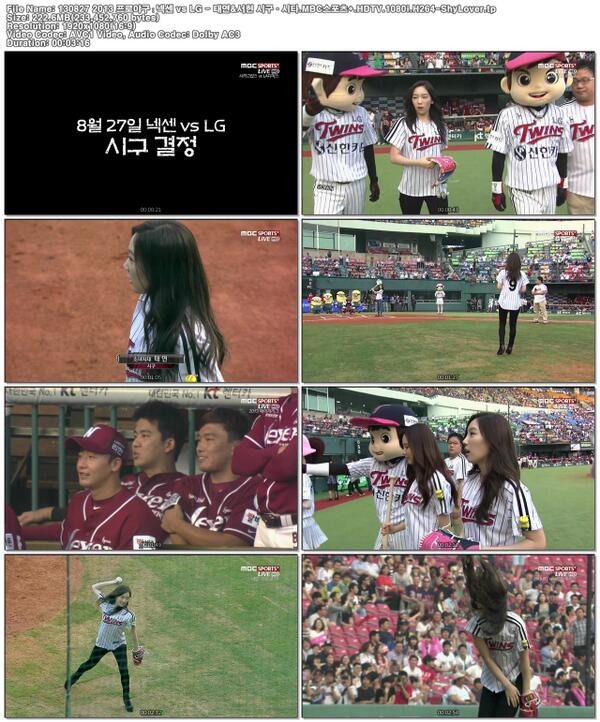 130827 엠스플 태연 시구, 서현 시타 / Taeyeon, Seohyun - First Pitch
magnet:?xt=urn:btih:27FVEZT7VR7FHUTDMJ2W525YDAXIRSIW