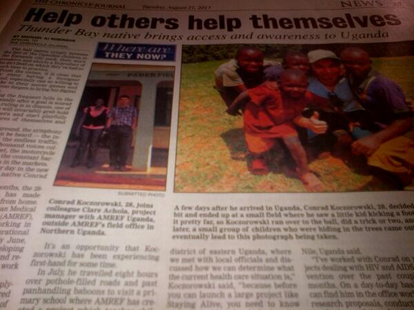 VinceMirabelli's tweet photo. A #TBay success story! Conrad from @Camp_Quality is in Uganda for the African Medical &amp; Research Foundation (AMREF). http://t.co/jCCaqdI5uO