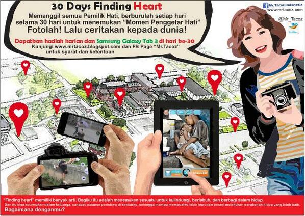 Mr_Tacoz's tweet photo. @Foto135net WOW!! "30 Days Finding Heart" Berhadiah Samsung Galaxy Tab 3 by @Mr_Tacoz . MAU??? http://t.co/k3dXWfnbSs