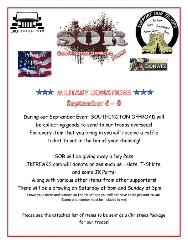 For the sept event we are doing Military Donations for our troops! See Flyer for details! #military #support #donate