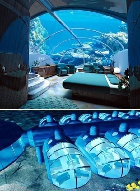 The Poseidon Resort, Fiji. You can sleep on the ocean floor.