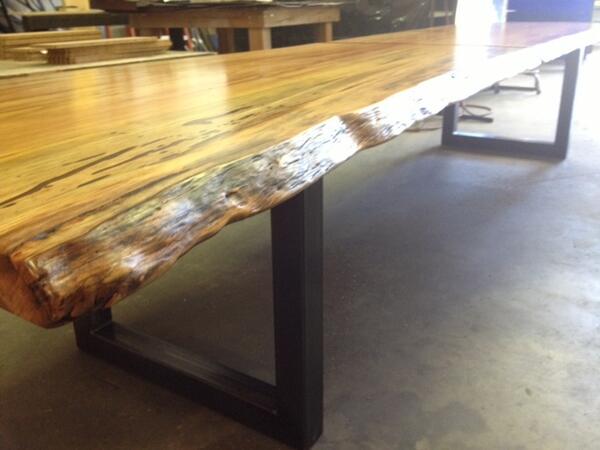 MakerPlace's tweet image. Corey just finished this beautiful 13.5 ft live-edge #TorreyPine table with a #walnut inset.