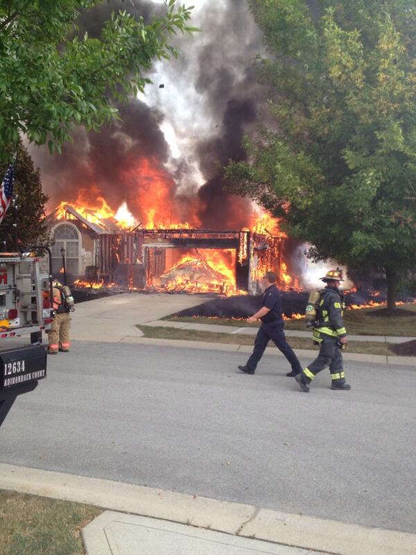 NicolePence's tweet image. More: Flames at scene of #FishersFire Investigators say fire started here. Man escaped w/dog @kccoindy @WTHRcom