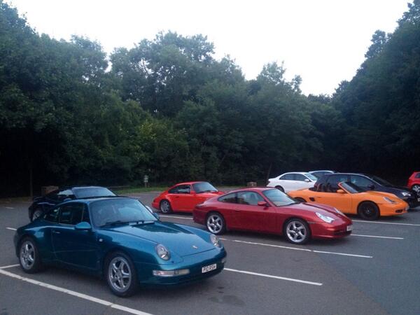 PorscheClubR13's tweet photo. Even more Porsches spilling out of the hotel car park. http://t.co/xyqtgZxgNm