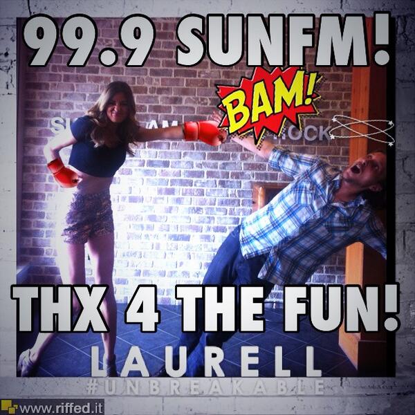 laurellmusic's tweet photo. FUN w/ SUN in #Kelowna! @999SUNFM Thx for the awesome visit @JeffMusicMonkey + Brian!! #BAM #UNBREAKABLE #newsingle http://t.co/WbJoCPnbSt