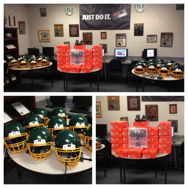 TheSocietyLLC's tweet image. @RyanClady's SKC Foundation Equipment Donation to Eisenhower Football Program. #ESSFamily #GivingBack