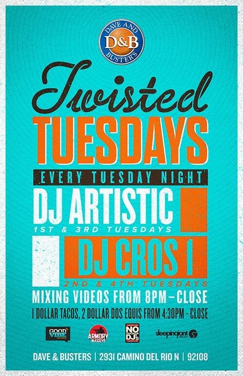 DnB_SD's tweet image. Tonight @DJARTISTIC and @CROS1TooMany will be mixing Videos all Night Long for your Taco Tuesday!!!