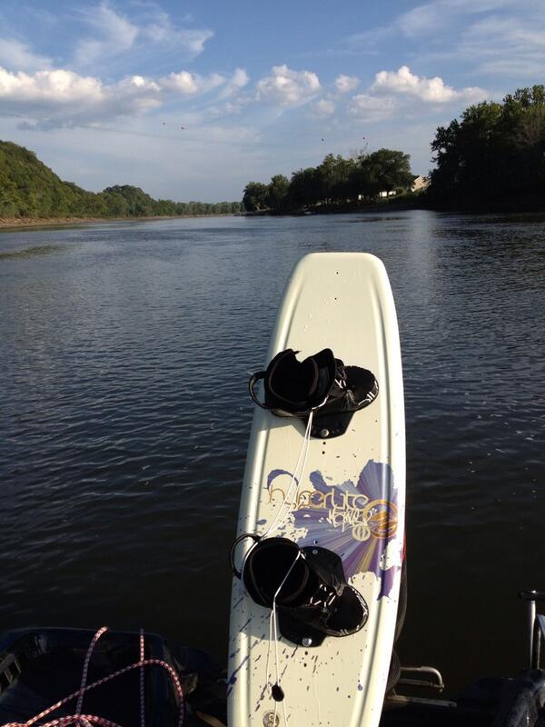 Finally got back out on the water tonight. #wakeboarding #osageriver