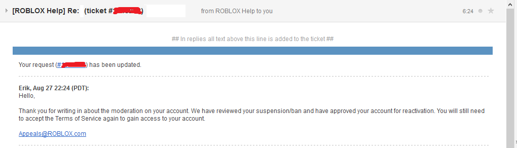 Tinfoilbot On Twitter I Send A Appeal To Roblox And They Accept It Http T Co Shooxfldjr - roblox account appeal