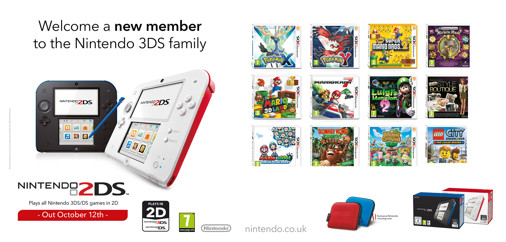 Nintendo UK on Twitter: "We welcome a member to the Nintendo 3DS family: Nintendo #2DS arrives on 12/10 and all 3DS&amp;DS games in 2D. / Twitter