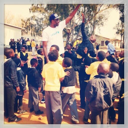 Reaching for the stars to high five #NBA legend Dikembe Mutombo in South Africa <a href="/NBA/">NBA</a> @unicefusa <a href="/CarylStern/">Caryl M Stern</a>