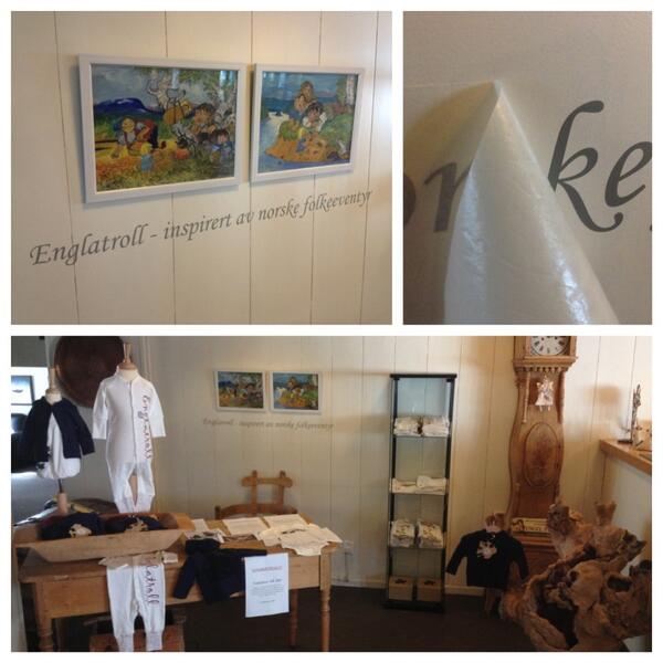 Butikken vår på Skånevik Fjordhotel - nå med malerier min bestemor malte til meg  for 30 år siden. Min eventyrarv <3