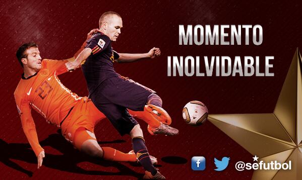 ENCUESTA | El gol de <a href="/andresiniesta8/">Andrés Iniesta</a> en Sudáfrica es vuestro momento preferido de la <a href="/SeFutbol/">Selección Española Masculina de Fútbol</a> bit.ly/5Momentos