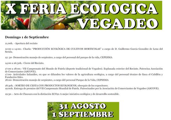 AytodeVegadeo's tweet photo. Programa de la Feria Ecológica de este fin de semana en Vegadeo http://t.co/F0mA0DCGSG