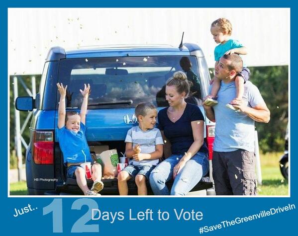Chelsiearyn's tweet image. text VOTE5 to 444999 #SupportTheGreenVilleDriveIn #SaveTheDriveIn #Honda #FamilyFun #Priceless #RT @honda