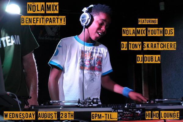 NOLAMIX's tweet photo. Tonight @ @HIHOLOUNGE! Youth DJ's, @TonySkratchere, raffles &amp; more. Starts 6pm. Proceeds for free youth DJ classes. http://t.co/zelzdiSYRu