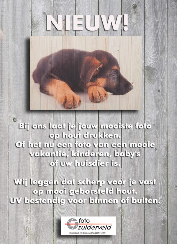 Nieuw bij Foto Zuiderveld Grootegast. #fotoophout