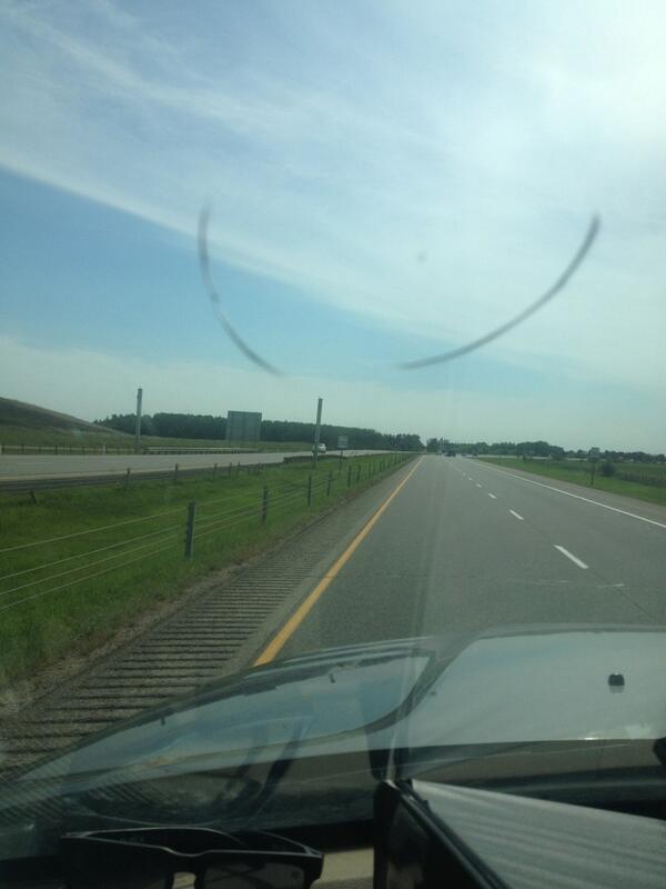 flindles's tweet photo. Fucking rock chip! Could be anywhere on window but had to hit my line of sight #badluck #QEII http://t.co/ryde7FLyai