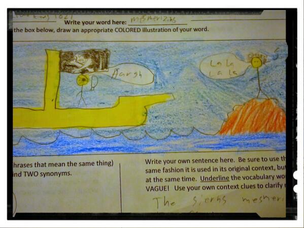 KutzWorld142's tweet image. #Eng2 Vocabulary Art: "The Sirens' MESMERIZING song lured the pirates, causing them to crash upon the rocks." #Aargh