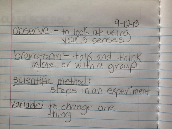 Science notes 9/12/13