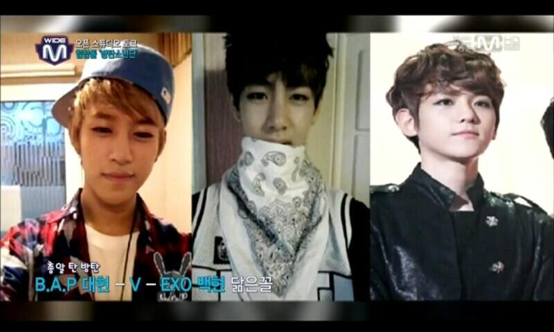 BTS fanbase on X: "[Cap] Mnet open studio - V has similar face to B.A.P  Daehyun and EXO Baekhyun http://t.co/PPGXCzAfbX" / X