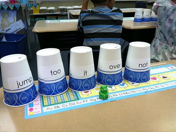 Which sight word cup is the bear hiding under???? A fun way to practice our sight words!