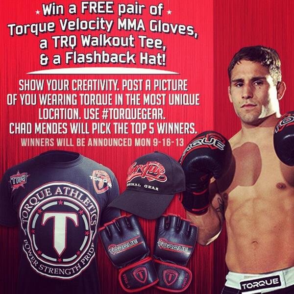 chadmendes's tweet photo. .@Torque1net: Another gr8 contest! Post a cool pic of u n torque! I will pick 5 winners! #ufc use #torquegear http://t.co/sr4aNCPJp3