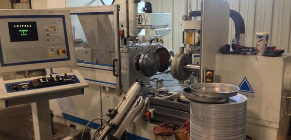 WenzelMetalSpin's tweet photo. Our new CNC spinning machine! It came in on Friday and was up and running parts Monday. #Doworkson #metalspinning http://t.co/s5ATDfZ3ui